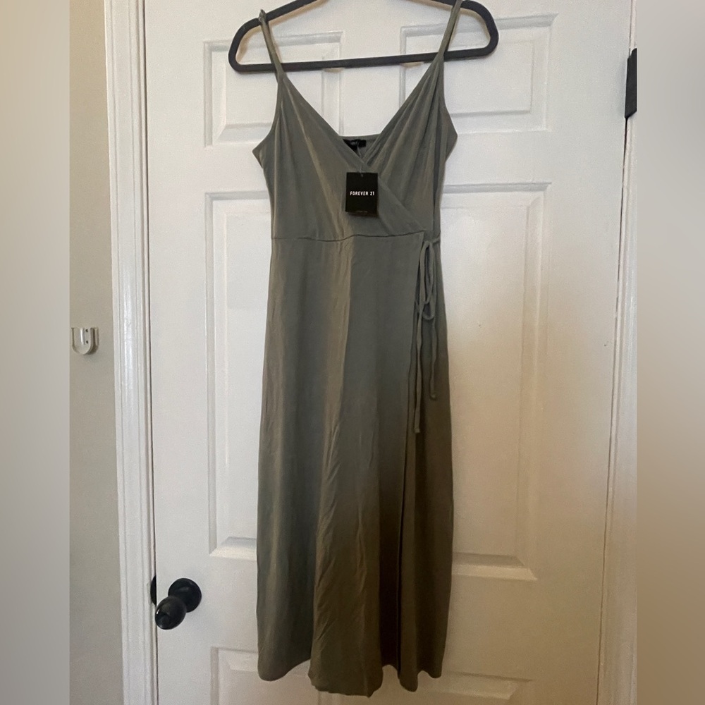 NWT sage green strappy wrap dress from Forever 21.